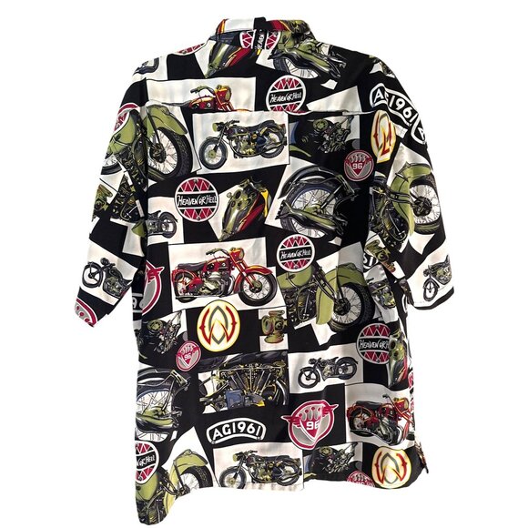 Men's Box Office Island Brand Button-Down Casual Shirt Motorcycle Theme Size L - Picture 2 of 11